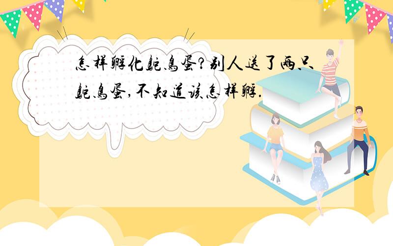 怎样孵化鸵鸟蛋?别人送了两只鸵鸟蛋,不知道该怎样孵.