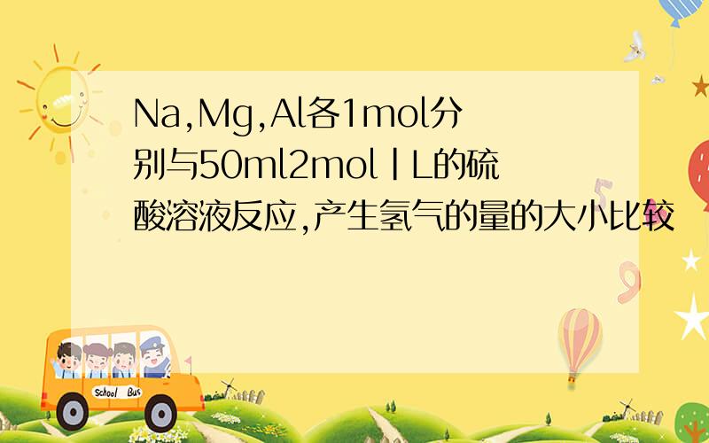 Na,Mg,Al各1mol分别与50ml2mol|L的硫酸溶液反应,产生氢气的量的大小比较