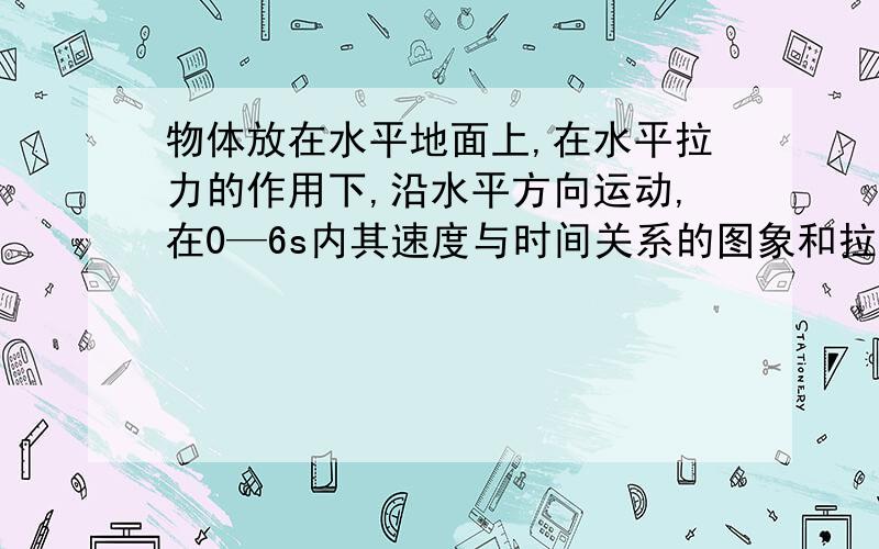 物体放在水平地面上,在水平拉力的作用下,沿水平方向运动,在0—6s内其速度与时间关系的图象和拉力的功率与时间关系的图象如下图所示,由图象可以求得物体的质量为： 我知道答案为B,不过