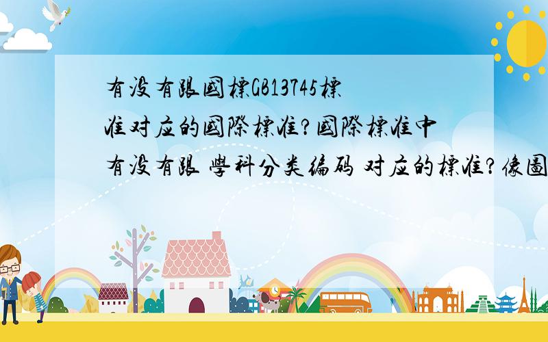 有没有跟国标GB13745标准对应的国际标准?国际标准中有没有跟 学科分类编码 对应的标准?像图书馆分类编码之类的要求是国际标准,也可以是国际行业标准,只要在全球的普及率比较高一点就可