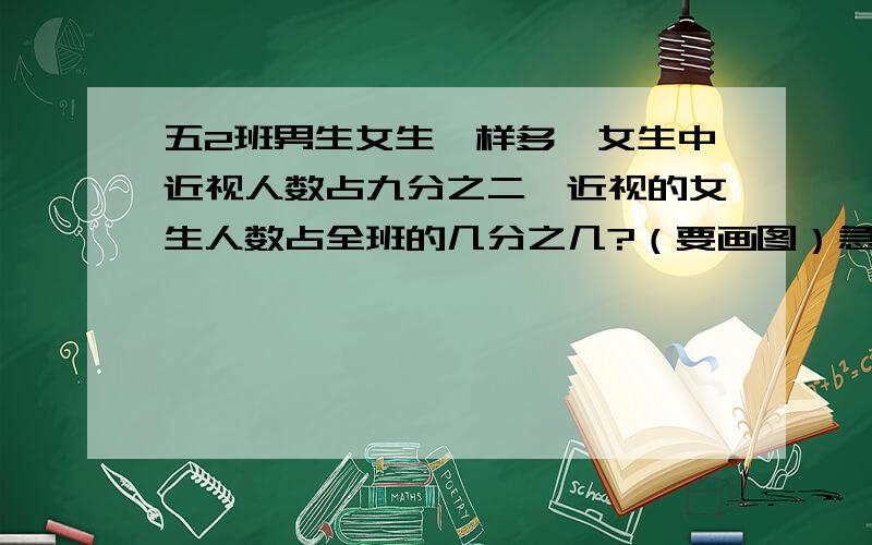 五2班男生女生一样多,女生中近视人数占九分之二,近视的女生人数占全班的几分之几?（要画图）急,