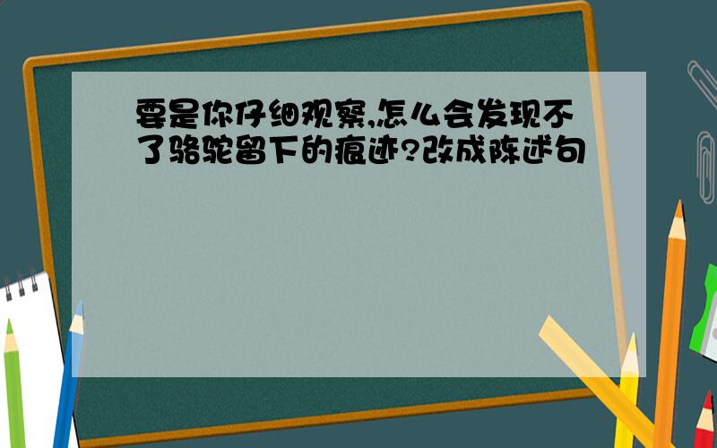 要是你仔细观察,怎么会发现不了骆驼留下的痕迹?改成陈述句