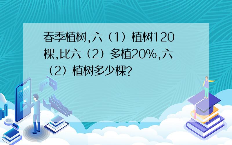 春季植树,六（1）植树120棵,比六（2）多植20%,六（2）植树多少棵?