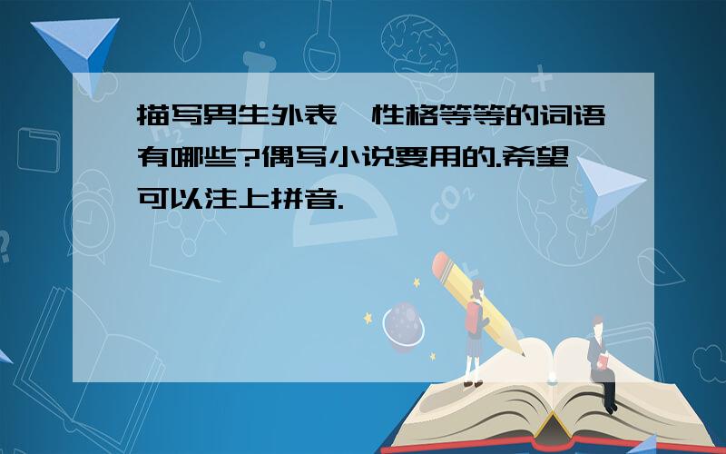 描写男生外表,性格等等的词语有哪些?偶写小说要用的.希望可以注上拼音.