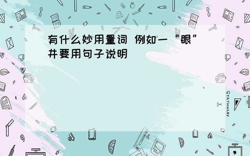 有什么妙用量词 例如一“眼”井要用句子说明