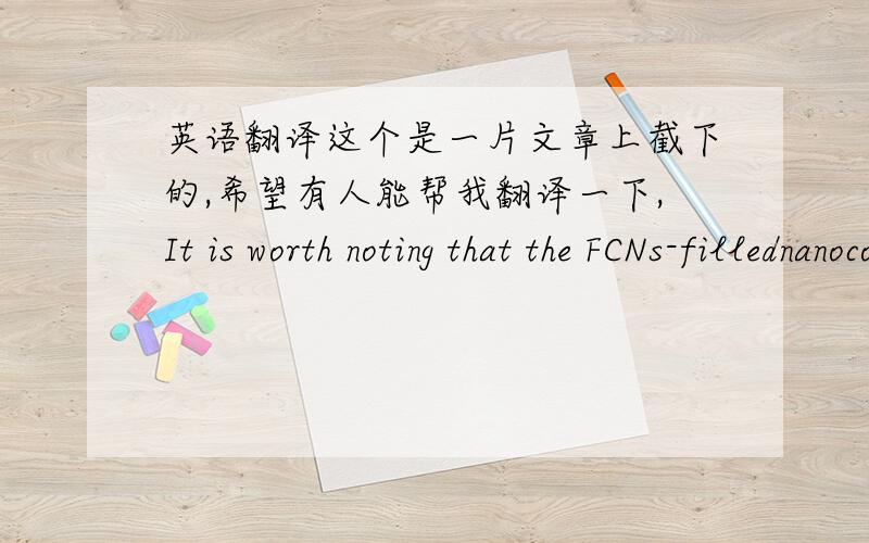 英语翻译这个是一片文章上截下的,希望有人能帮我翻译一下,It is worth noting that the FCNs-fillednanocomposites show an increase in Young’s modulus andtensile strength from 0.5 to 344 MPa and 4.3 to 14.9 MPa,respectively, with