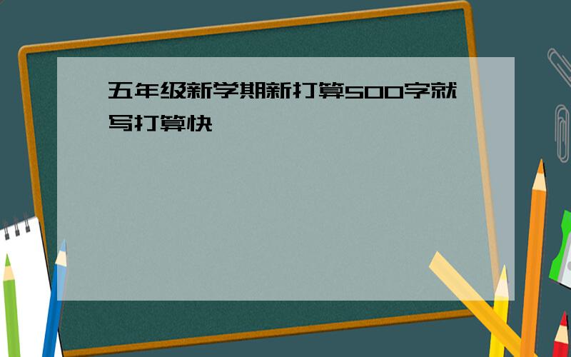 五年级新学期新打算500字就写打算快