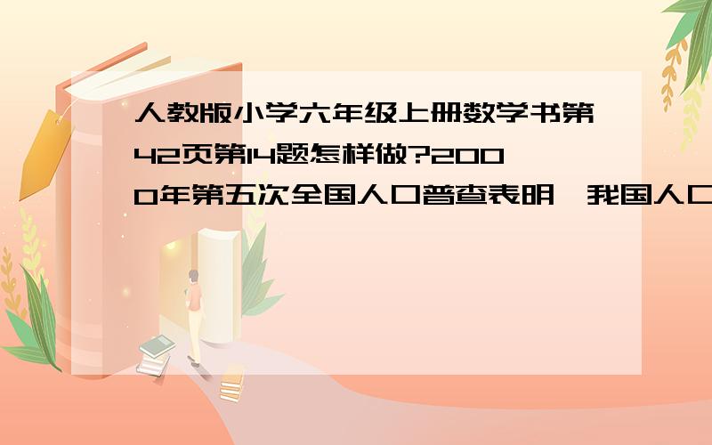 人教版小学六年级上册数学书第42页第14题怎样做?2000年第五次全国人口普查表明,我国人口最多的两个省是山东和河南,山东约有9000万人,约比河南少四十亿分之一.河南大约有多少万人?（一种