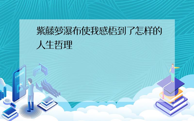 紫藤萝瀑布使我感悟到了怎样的人生哲理