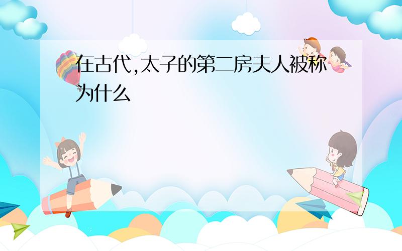 在古代,太子的第二房夫人被称为什么