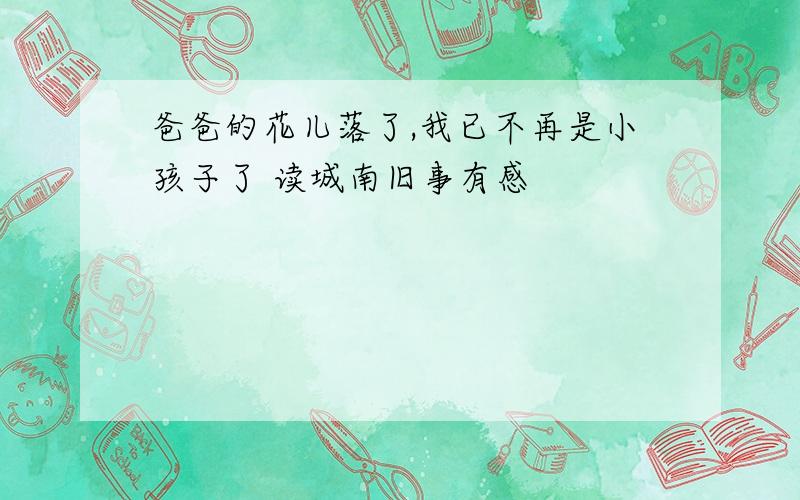 爸爸的花儿落了,我已不再是小孩子了 读城南旧事有感