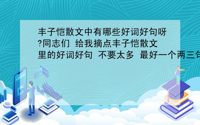 丰子恺散文中有哪些好词好句呀?同志们 给我摘点丰子恺散文里的好词好句 不要太多 最好一个两三句