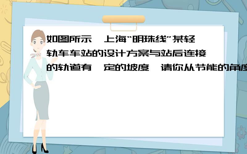 如图所示,上海“明珠线”某轻轨车车站的设计方案与站后连接的轨道有一定的坡度,请你从节能的角度,分析这种设计的优点