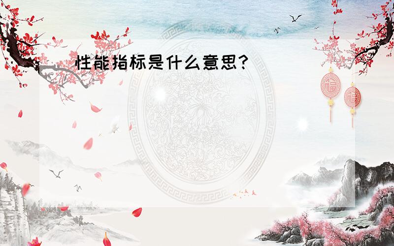 性能指标是什么意思?