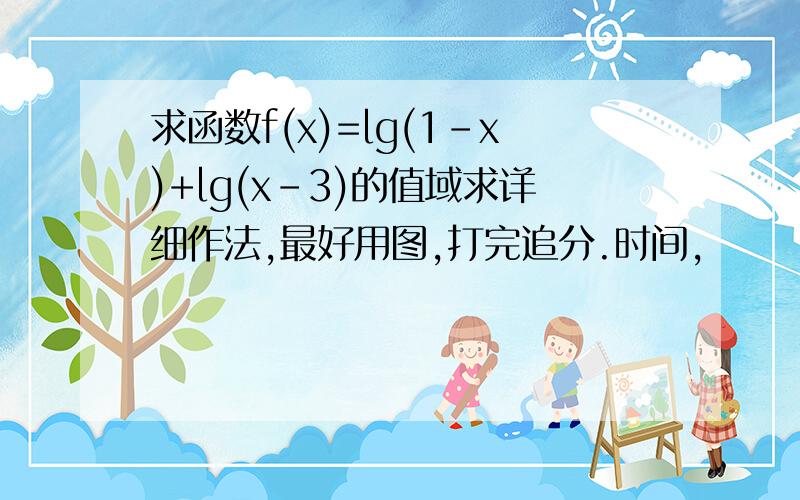 求函数f(x)=lg(1-x)+lg(x-3)的值域求详细作法,最好用图,打完追分.时间,