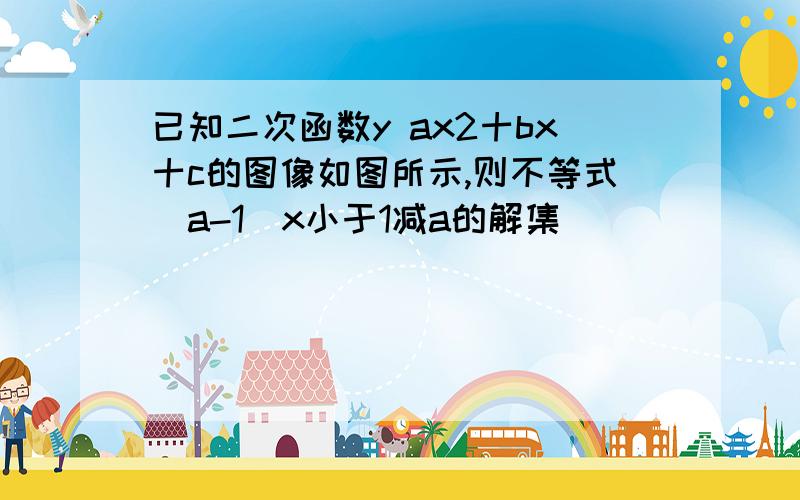 已知二次函数y ax2十bx十c的图像如图所示,则不等式(a-1)x小于1减a的解集