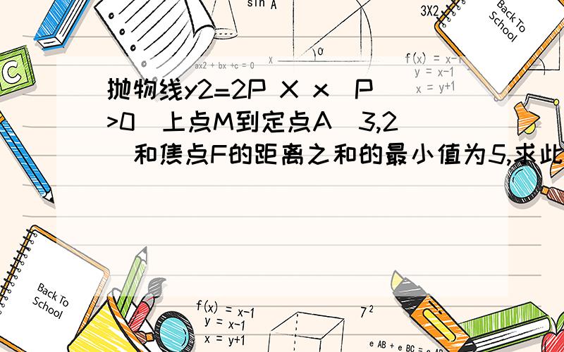 抛物线y2=2P X x(P>0)上点M到定点A（3,2）和焦点F的距离之和的最小值为5,求此抛物线的方程.