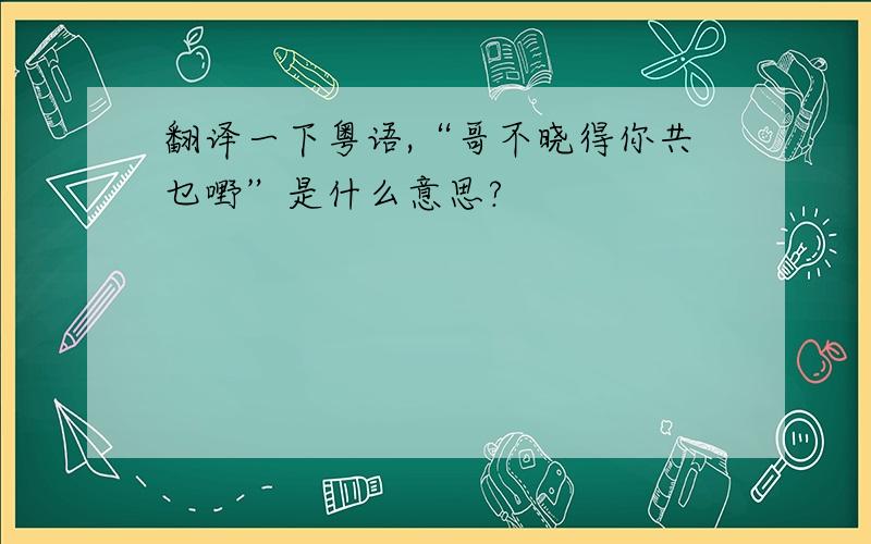 翻译一下粤语,“哥不晓得你共乜嘢”是什么意思?