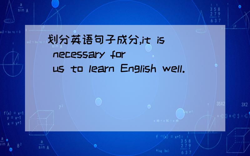 划分英语句子成分,it is necessary for us to learn English well.