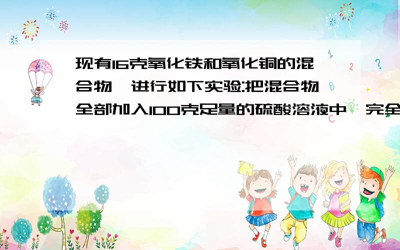 现有16克氧化铁和氧化铜的混合物,进行如下实验:把混合物全部加入100克足量的硫酸溶液中,完全溶解.然后滴加100g百分之20的氢氧化钠溶液,沉淀质量不再改变.试计算所用硫酸溶液溶质质量分