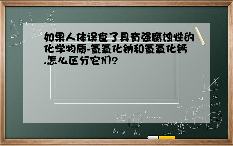 如果人体误食了具有强腐蚀性的化学物质-氢氧化钠和氢氧化钙.怎么区分它们?