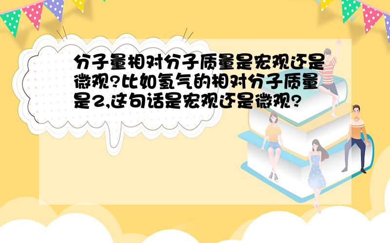 分子量相对分子质量是宏观还是微观?比如氢气的相对分子质量是2,这句话是宏观还是微观?