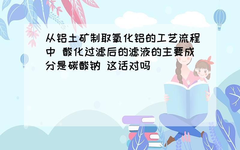 从铝土矿制取氧化铝的工艺流程中 酸化过滤后的滤液的主要成分是碳酸钠 这话对吗