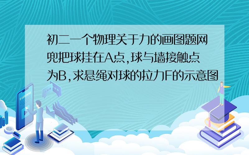 初二一个物理关于力的画图题网兜把球挂在A点,球与墙接触点为B,求悬绳对球的拉力F的示意图