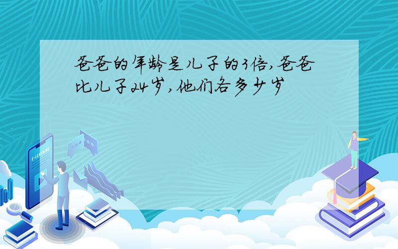 爸爸的年龄是儿子的3倍,爸爸比儿子24岁,他们各多少岁