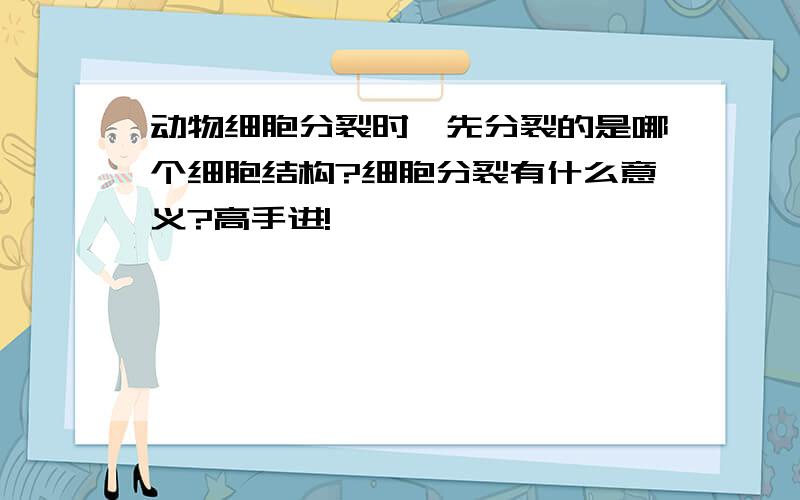 动物细胞分裂时,先分裂的是哪个细胞结构?细胞分裂有什么意义?高手进!