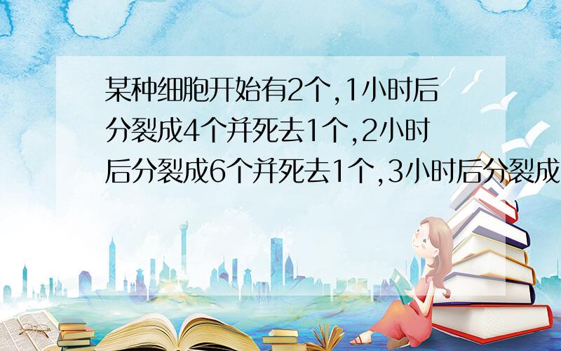 某种细胞开始有2个,1小时后分裂成4个并死去1个,2小时后分裂成6个并死去1个,3小时后分裂成10个并死去1个······按此规律,5小时后细胞存活的个数是( )A.31 B.33 C.35 D.37