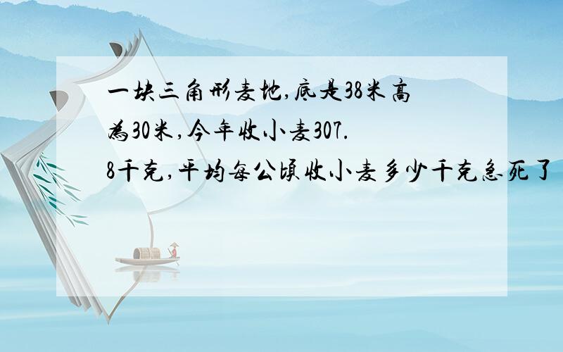 一块三角形麦地,底是38米高为30米,今年收小麦307.8千克,平均每公顷收小麦多少千克急死了