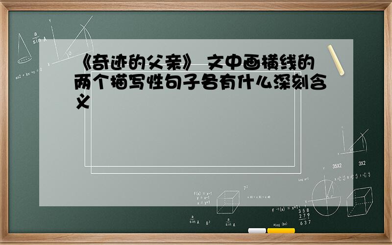 《奇迹的父亲》 文中画横线的两个描写性句子各有什么深刻含义