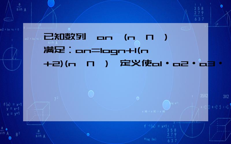 已知数列{an}(n∈N*)满足：an=logn+1(n+2)(n∈N*),定义使a1·a2·a3·……ak为整数的数k(k∈N*)叫做企盼[1,2005]内所有企盼数的和M=