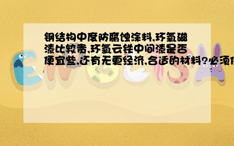 钢结构中度防腐蚀涂料,环氧磁漆比较贵,环氧云铁中间漆是否便宜些,还有无更经济,合适的材料?必须保证中度防腐蚀.漆膜厚度满足120微米