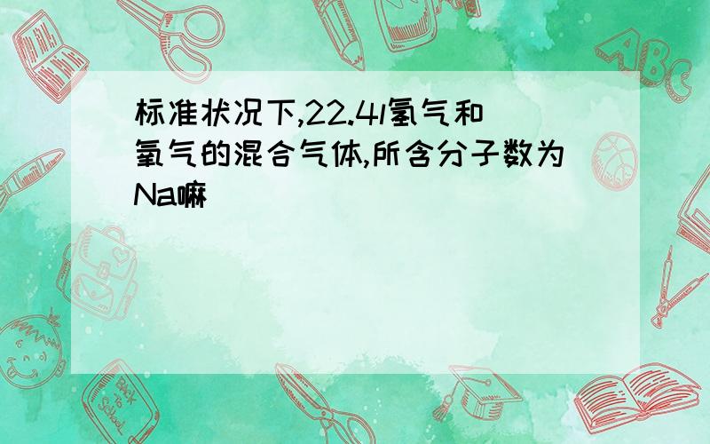 标准状况下,22.4l氢气和氧气的混合气体,所含分子数为Na嘛