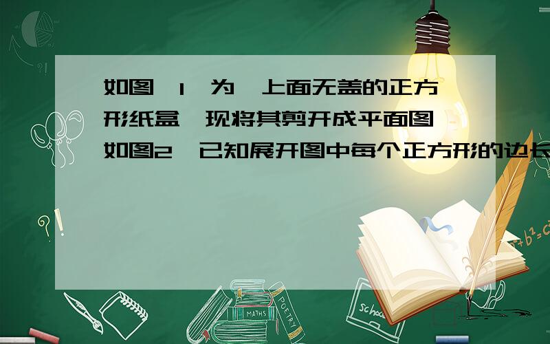 如图《1》为一上面无盖的正方形纸盒,现将其剪开成平面图,如图2,已知展开图中每个正方形的边长为1.