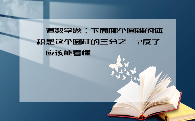 一道数学题：下面哪个圆锥的体积是这个圆柱的三分之一?反了,应该能看懂