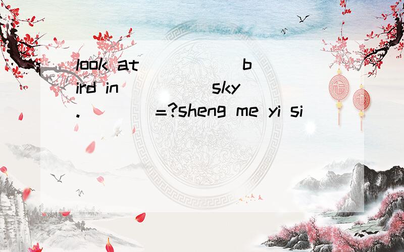 look at _____bird in_____sky.____=?sheng me yi si