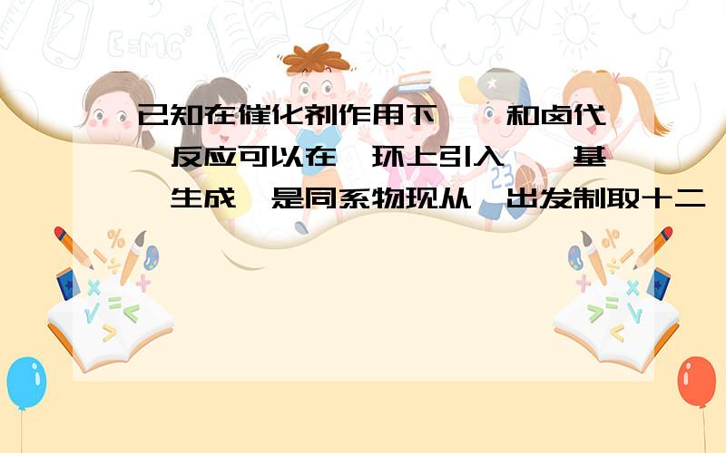 已知在催化剂作用下,苯和卤代烃反应可以在苯环上引入烷烃基,生成苯是同系物现从苯出发制取十二烷基苯,再进一步制取合成洗涤剂十二烷基苯磺酸钠,提供的原料除苯外,还有水、浓硫酸、