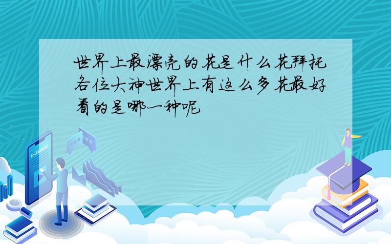 世界上最漂亮的花是什么花拜托各位大神世界上有这么多花最好看的是哪一种呢