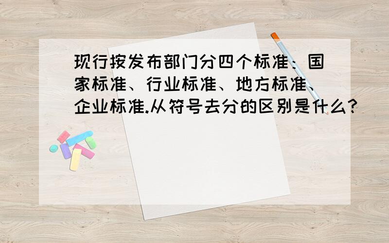 现行按发布部门分四个标准：国家标准、行业标准、地方标准、企业标准.从符号去分的区别是什么?