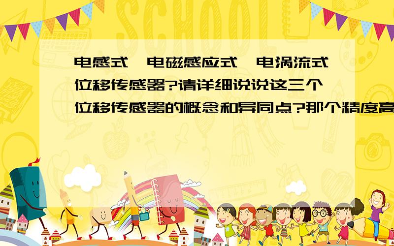 电感式、电磁感应式、电涡流式位移传感器?请详细说说这三个位移传感器的概念和异同点?那个精度高些?