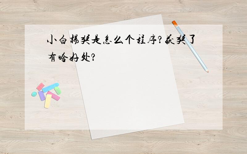 小白杨奖是怎么个程序?获奖了有啥好处?