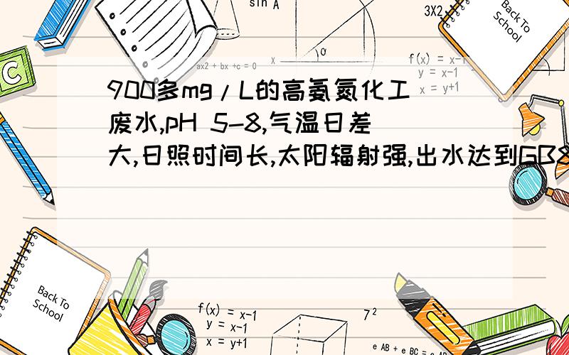 900多mg/L的高氨氮化工废水,pH 5-8,气温日差大,日照时间长,太阳辐射强,出水达到GB8978-1996三级标请指教选择什么工艺比较好