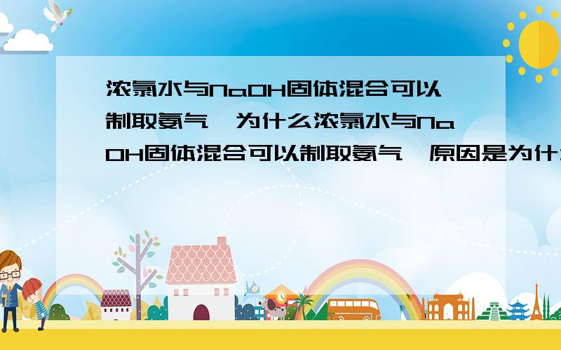 浓氯水与NaOH固体混合可以制取氨气,为什么浓氯水与NaOH固体混合可以制取氨气,原因是为什么我错了...我打错字了....是用浓氨水与NaOH固体混合．．．．．．