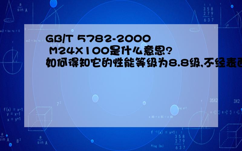 GB/T 5782-2000 M24X100是什么意思?如何得知它的性能等级为8.8级,不经表面处理,杆身半螺纹A级六角头螺栓