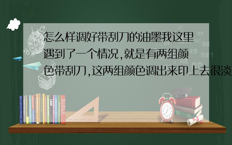 怎么样调好带刮刀的油墨我这里遇到了一个情况,就是有两组颜色带刮刀,这两组颜色调出来印上去很淡!还有一个就是怎么调好（基本一次通过,尽量幅度小的调整）,新的打样的带刮刀的颜色!