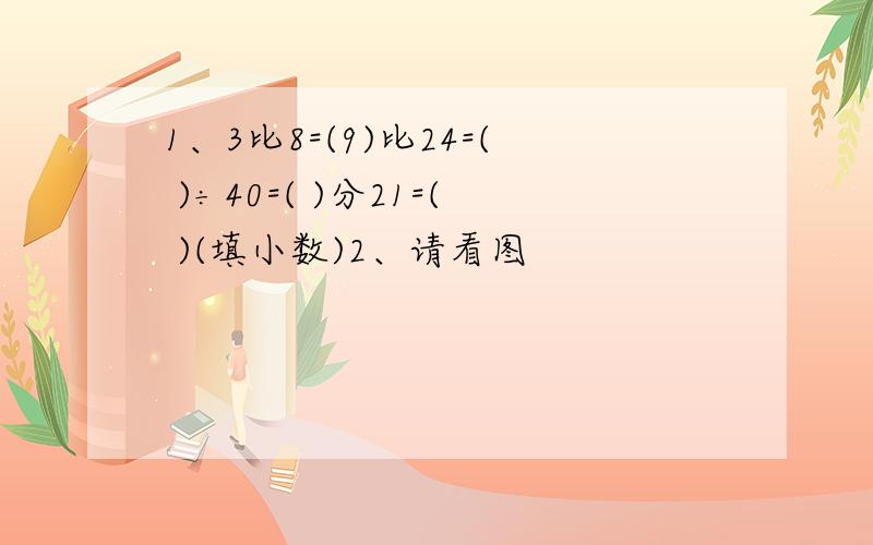 1、3比8=(9)比24=( )÷40=( )分21=( )(填小数)2、请看图