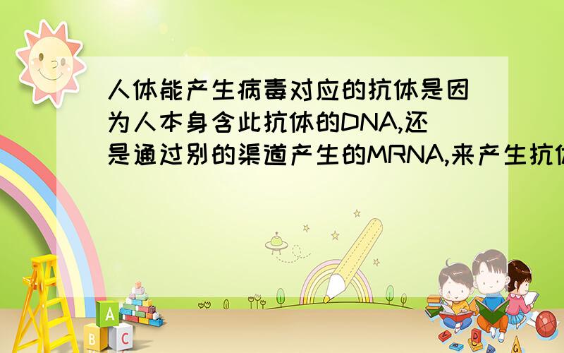 人体能产生病毒对应的抗体是因为人本身含此抗体的DNA,还是通过别的渠道产生的MRNA,来产生抗体?到底怎么弄的.